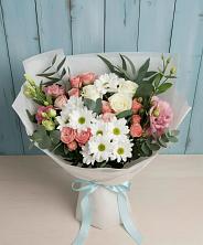 Букет цветов из:  Розы, Лизиантусы и Хризантемы в Черемушках Курской области