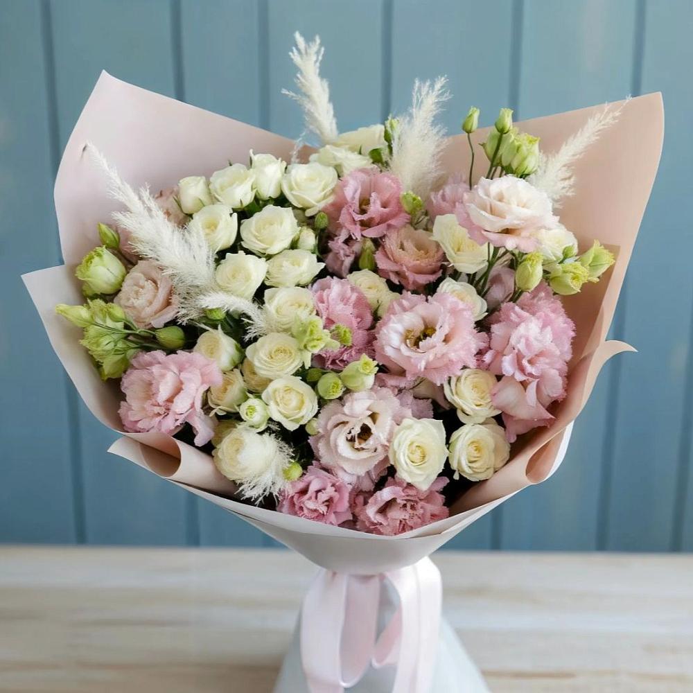 Букет цветов из: Альстромерии и Розы в Черемушках Курской области