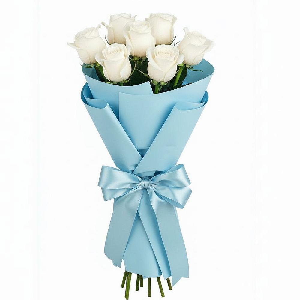 Букет 7 белых роз Проуд в Черемушках Курской области