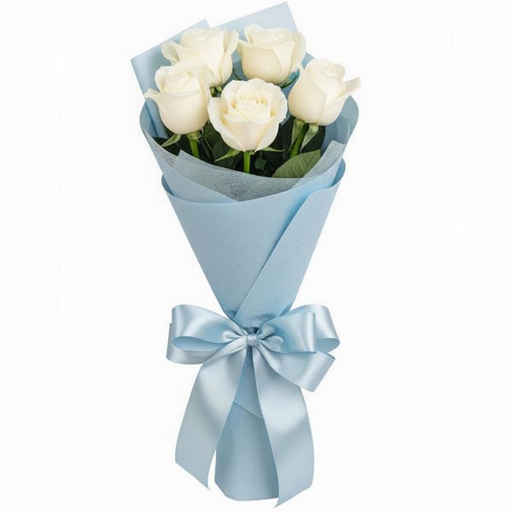 Букет 5 Белых роз Проуд в Черемушках Курской области