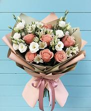 Букет цветов из:  Розы, Альстромерии и Лизиантусы #REPLACE_PRED# Черемушках Курской области