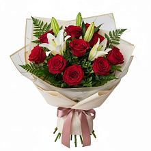 Букет цветов из:  Лилии и Розы в Черемушках Курской области