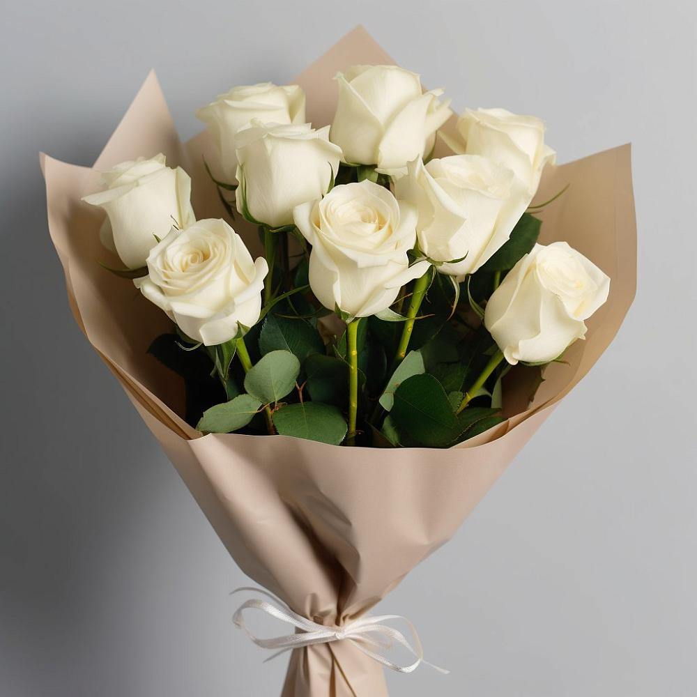 Букет 9 Белых роз Эдлесс Лав в Черемушках Курской области