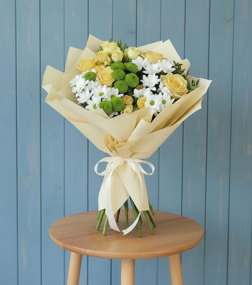 Букет цветов из: Хризантемы и Розы в Черемушках Курской области