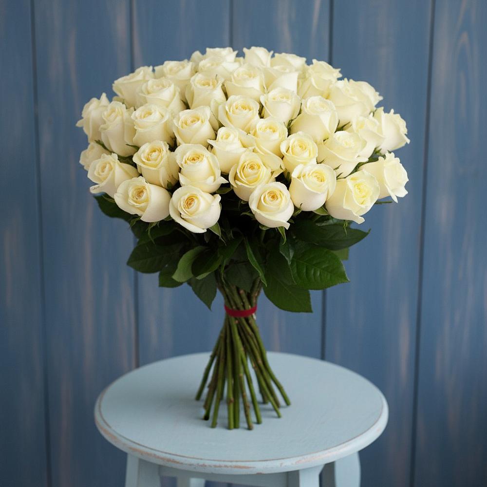 Букет 51 Белая роза Эдлесс Лав в Черемушках Курской области
