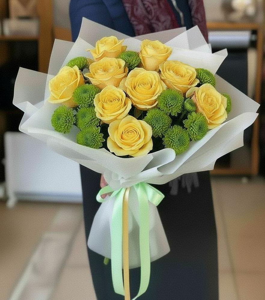 Букет цветов из: Хризантемы и Розы в Черемушках Курской области