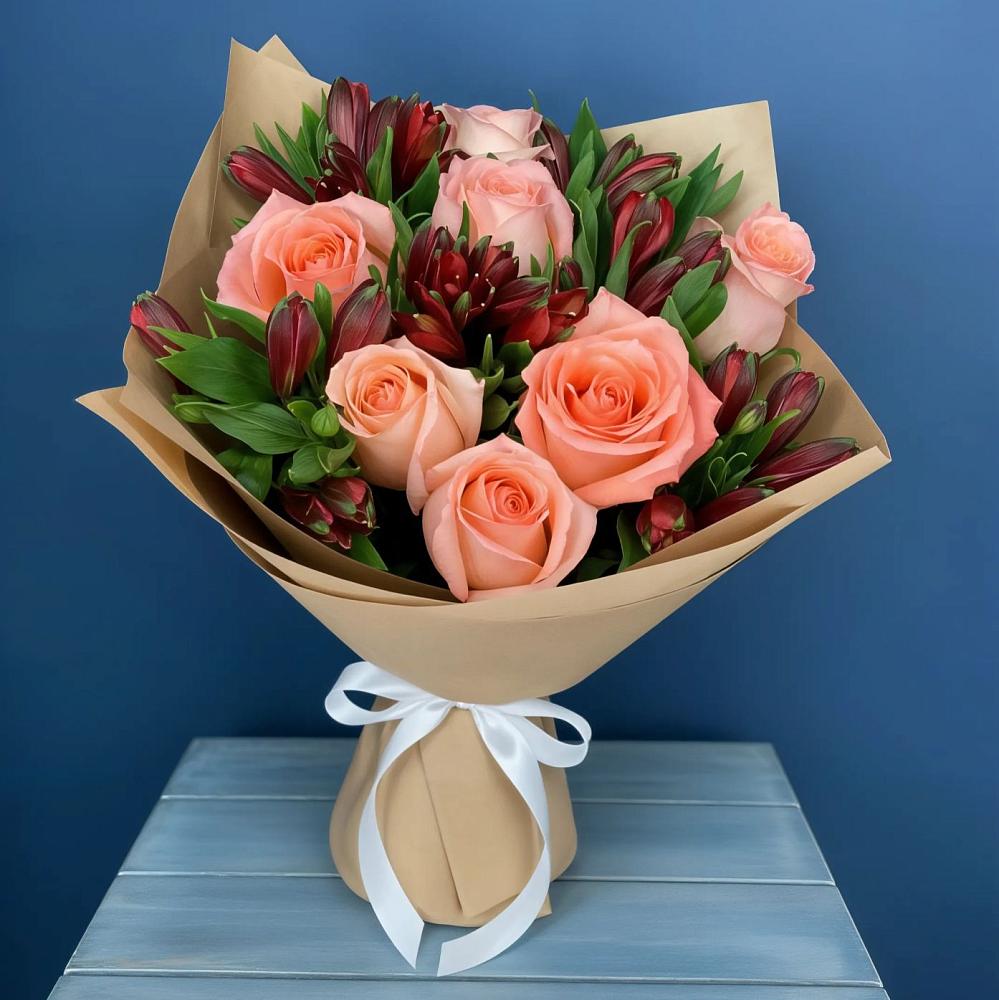 Букет цветов из: Розы и Альстромерии в Черемушках Курской области