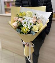 Букет цветов из:  Альстромерии, Розы и Хризантемы в Черемушках Курской области