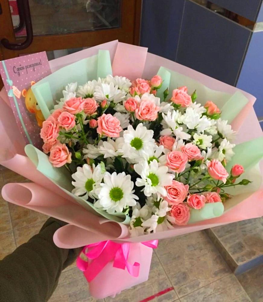 Букет цветов из: Розы и Хризантемы в Черемушках Курской области