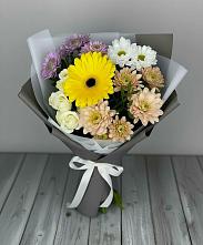 Букет цветов из:  Розы, Герберы и Хризантемы #REPLACE_PRED# Черемушках Курской области
