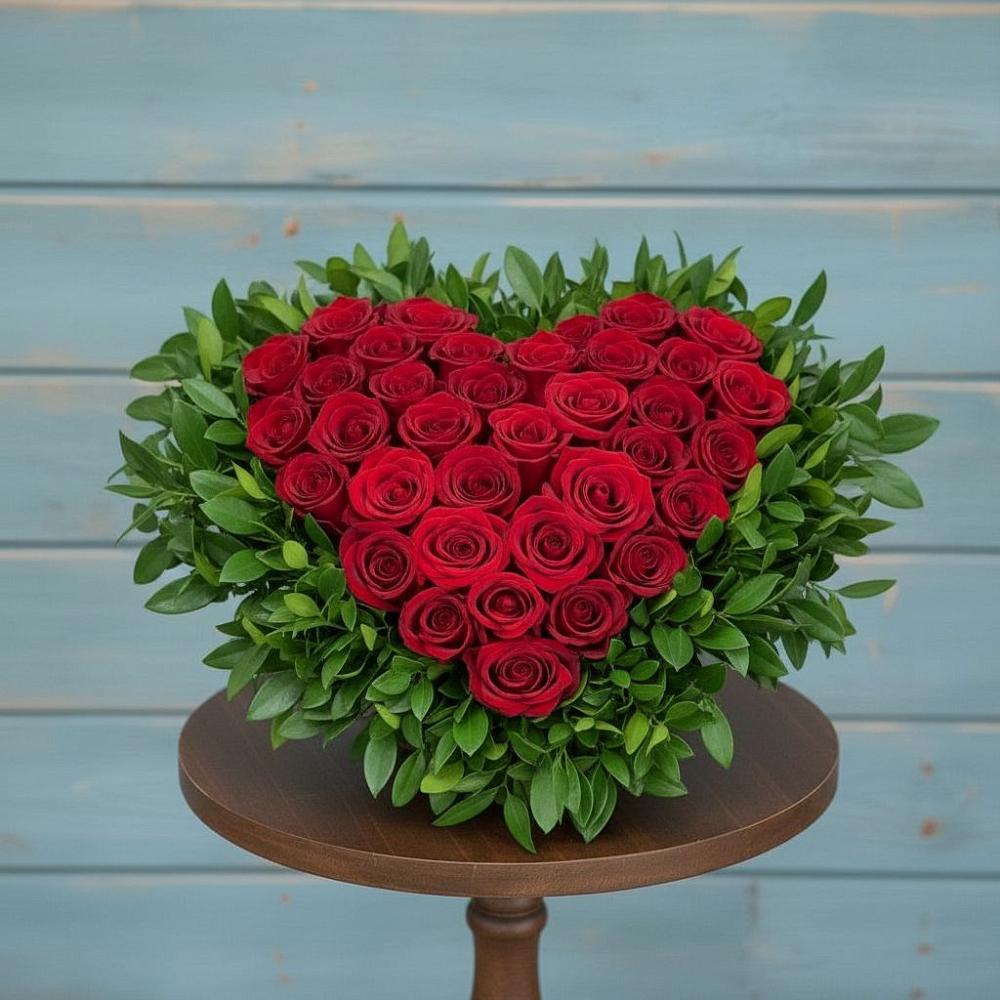 Цветочная композиция из Розы в виде сердца в Черемушках Курской области