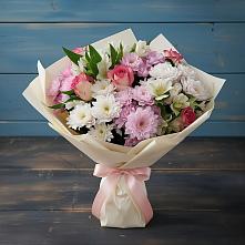 Букет цветов из:  Хризантемы, Альстромерии и Розы #REPLACE_PRED# Черемушках Курской области