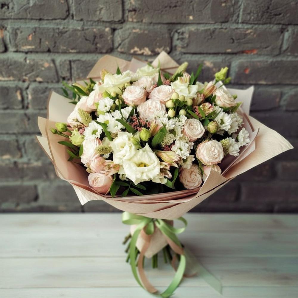 Букет цветов из: Альстромерии, Розы и Хризантемы в Черемушках Курской области