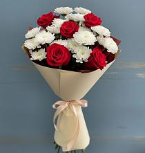 Букет цветов из:  Розы и Хризантемы в Черемушках Курской области