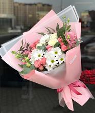 Букет цветов из:  Розы, Лизиантусы и Хризантемы в Черемушках Курской области