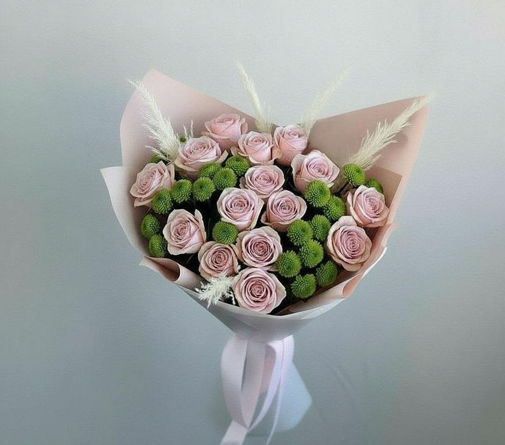 Букет цветов из: Розы и Хризантемы в Черемушках Курской области