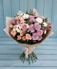 Букет цветов из:  Хризантемы, Розы и Альстромерии #REPLACE_PRED# Черемушках Курской области