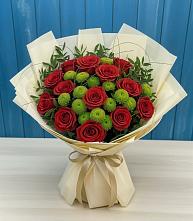 Букет цветов из:  Розы и Хризантемы в Черемушках Курской области