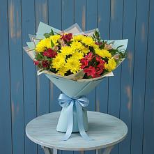 Букет цветов из:  Альстромерии и Хризантемы в Черемушках Курской области