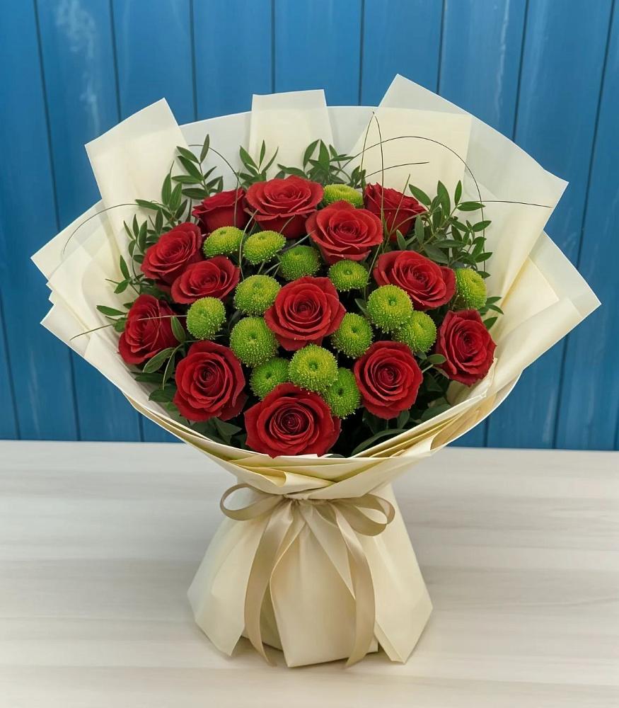 Букет цветов из: Розы и Хризантемы в Черемушках Курской области