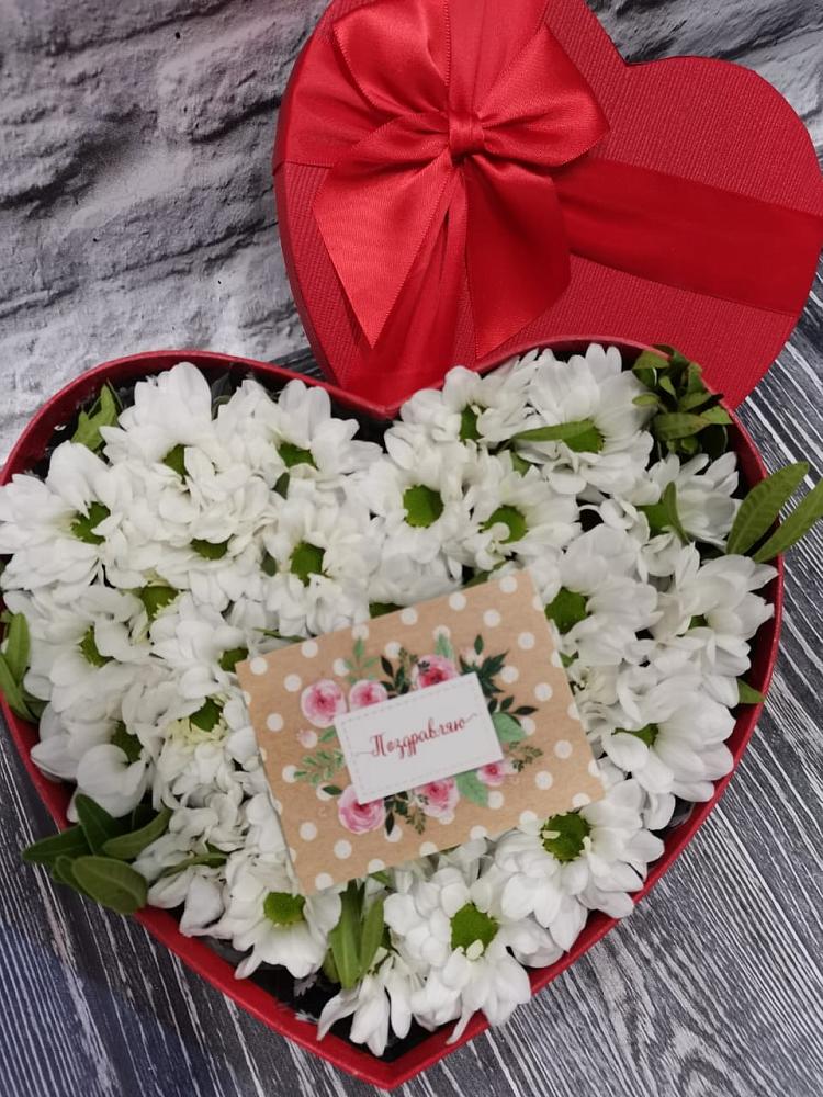 Цветочная композиция из Хризантемы в виде сердца в Черемушках Курской области