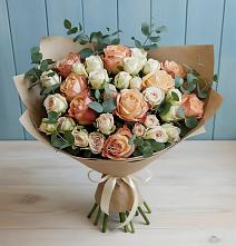 Букет цветов из:  Альстромерии и Розы в Черемушках Курской области